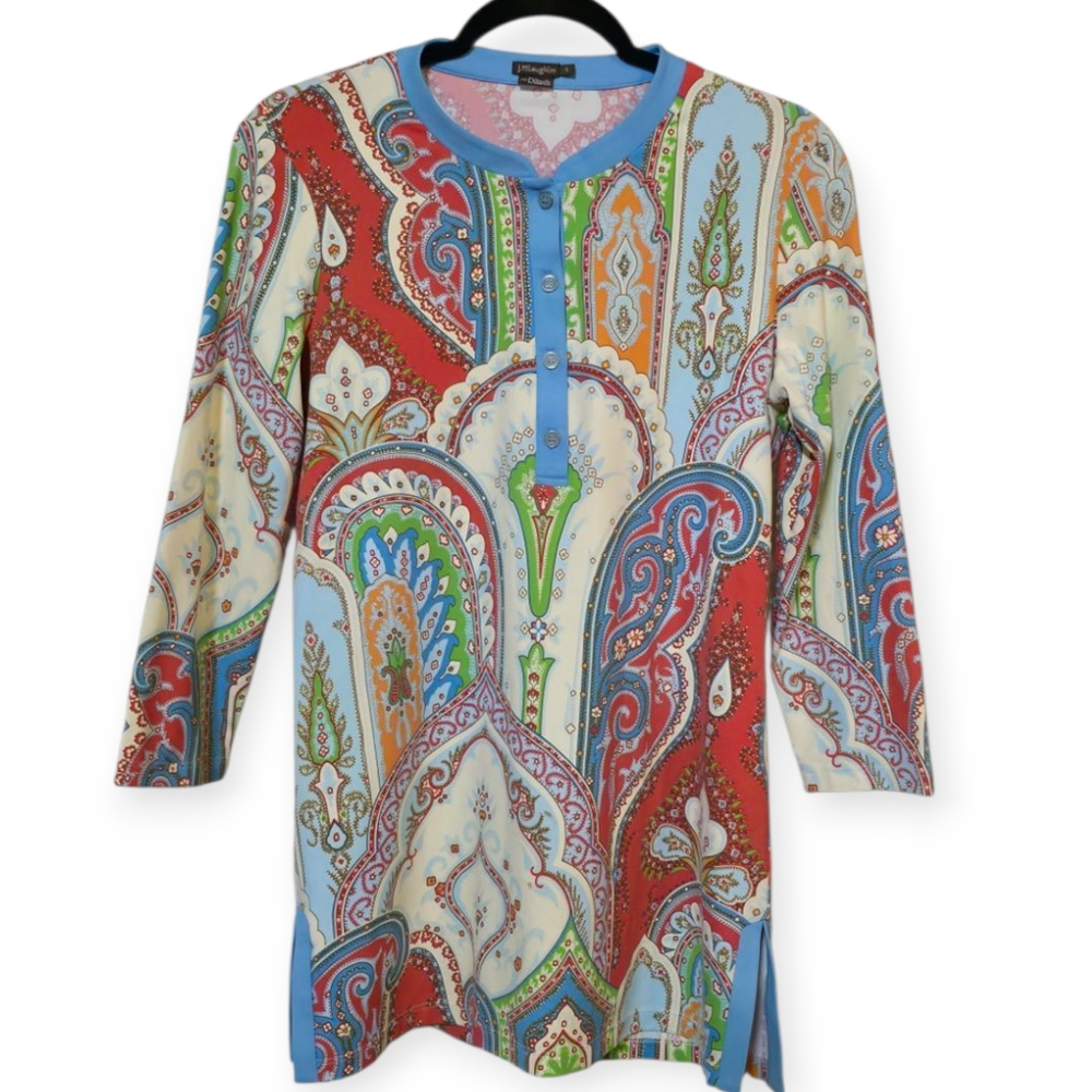 J. McLaughlin Multicolor 3/4 Sleeve Tunic Top